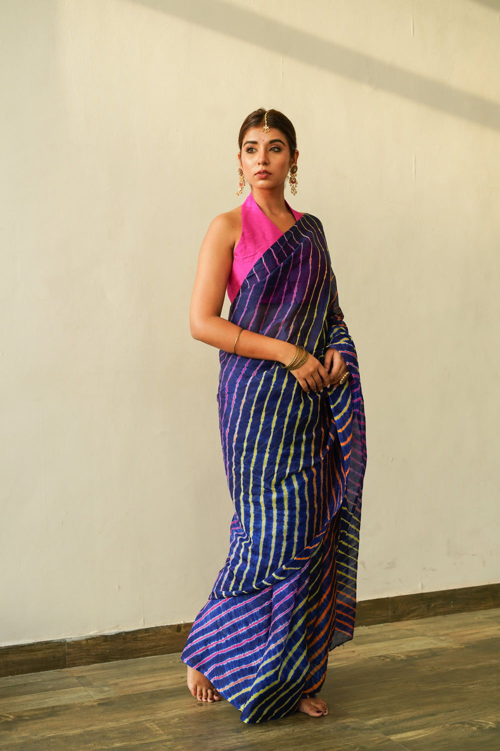 Prussian Blue Multi Leheriya Saree-2