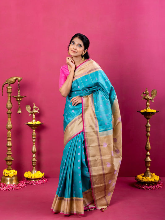 Mangalagiri Pure Silk Saree - Blue